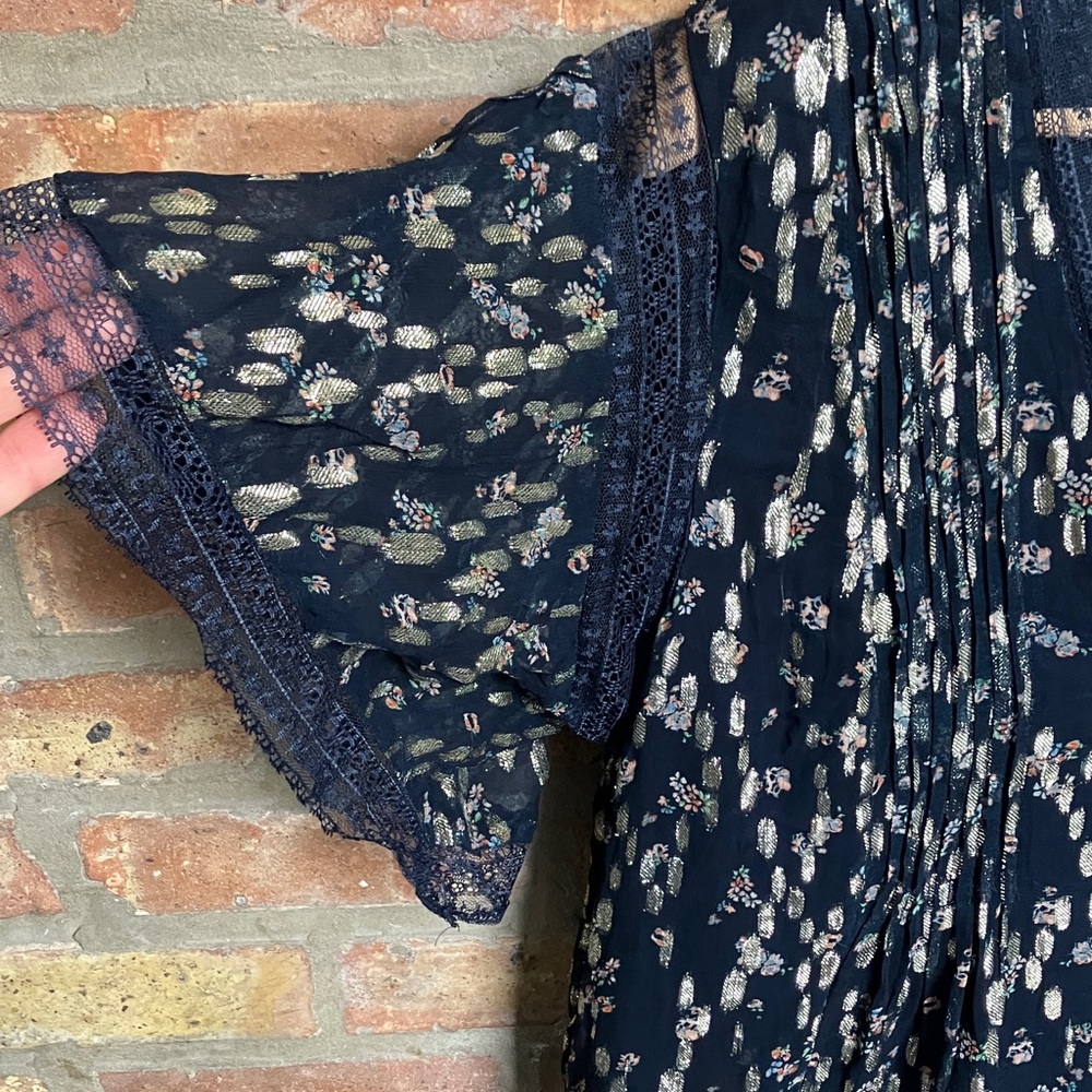Anthropologie Maeve V-Neck Lurex Tiered Mini Dress. - Picture 5 of 16